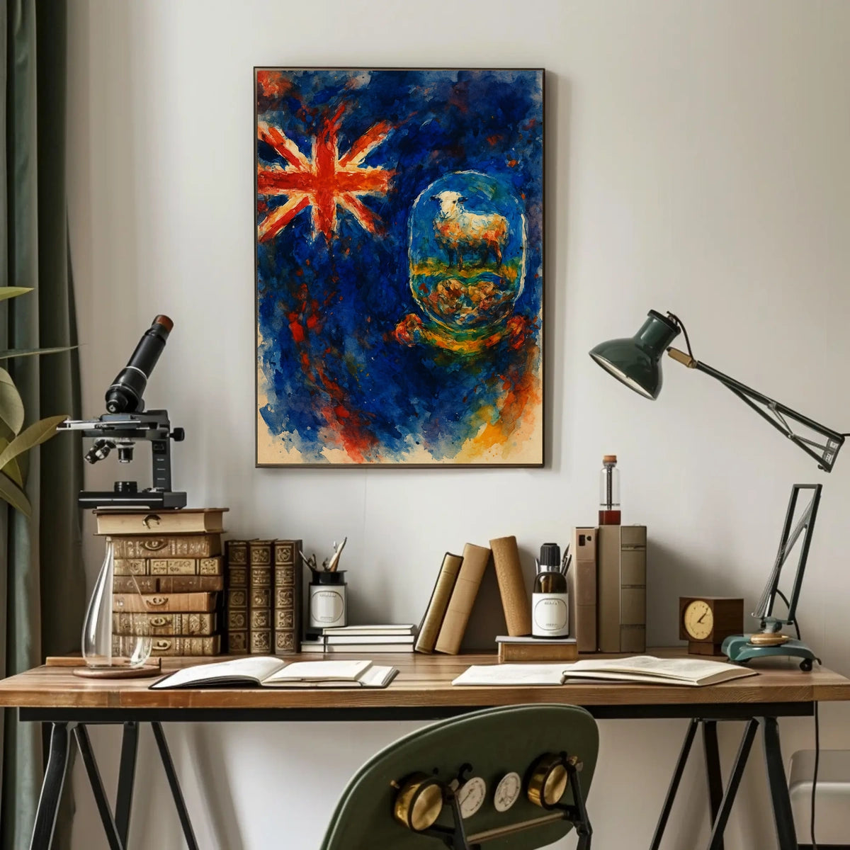 Union Jack And Sheep In Watercolor Poster