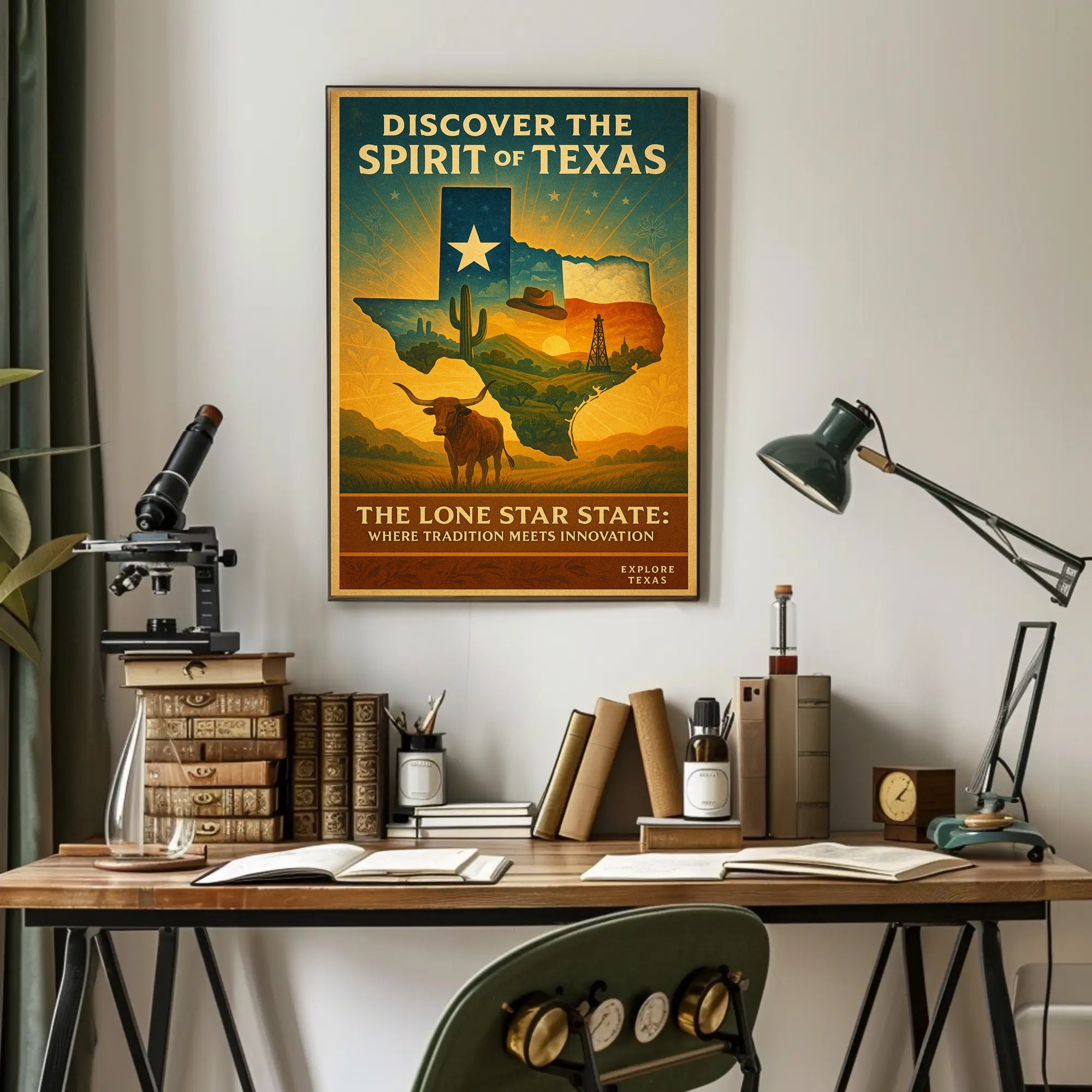 Texas Vintage Travel Poster Wall Art Print