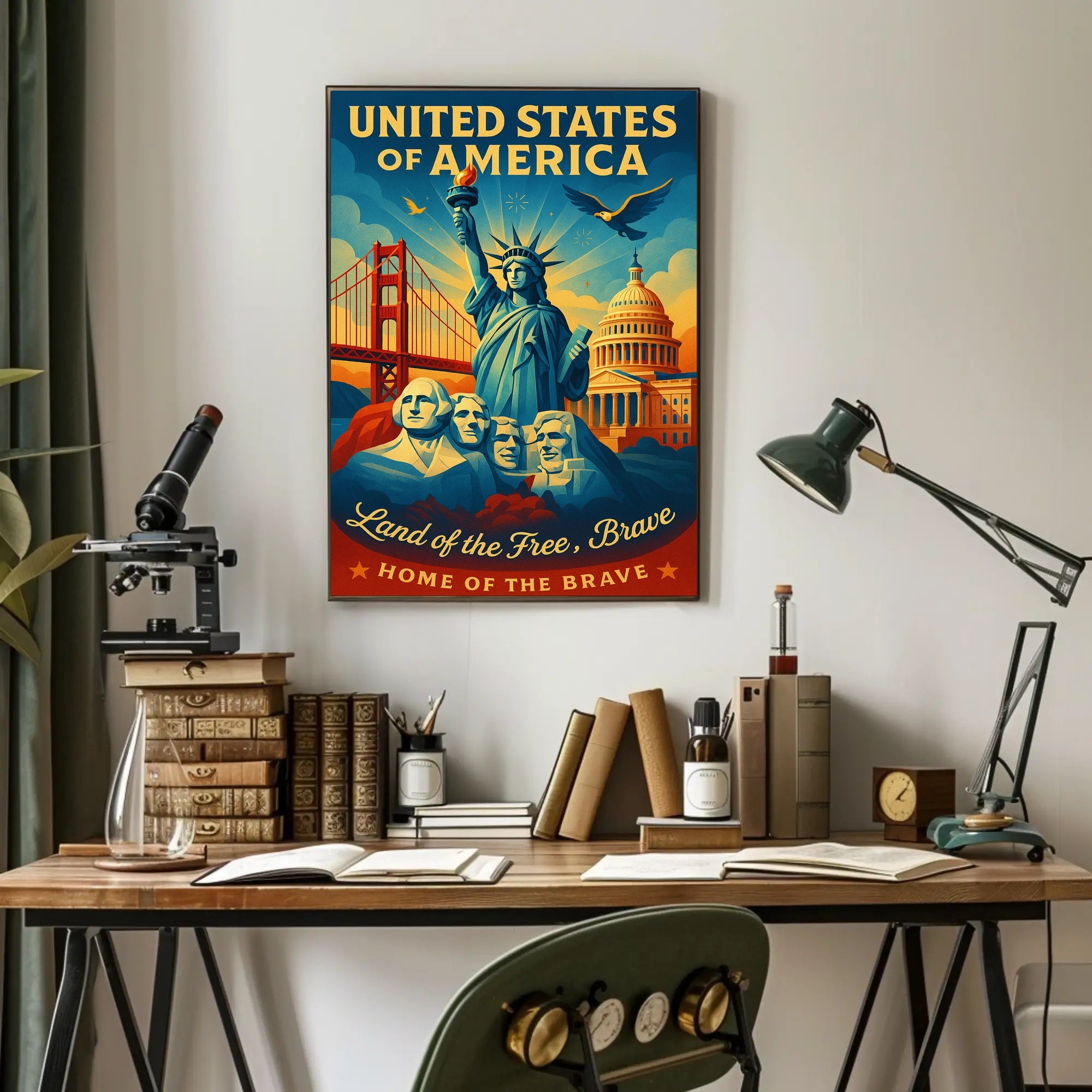 United States of America Land of the Free Poster PosterGoat