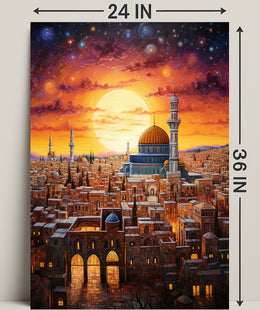 Sunset Over The Ancient City Poster
