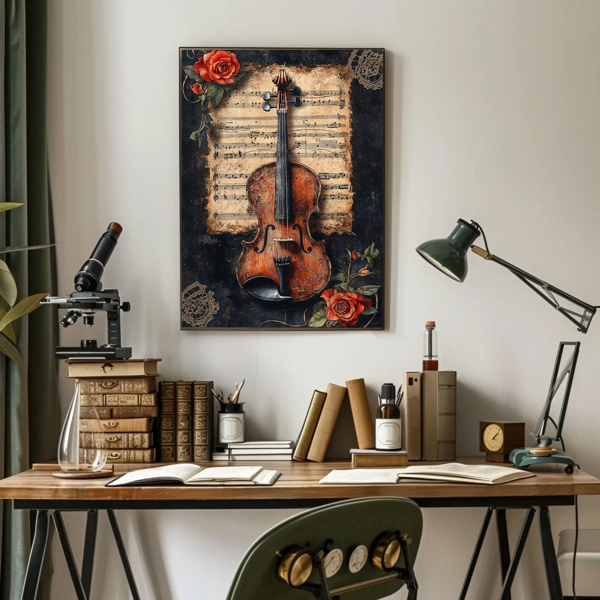Violin and Sheet Music Classic Cultural or Heritage Poster