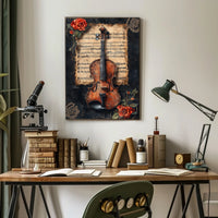 Violin and Sheet Music Classic Cultural or Heritage Poster