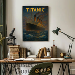 Titanic Voyage Vintage Historical Illustrated Poster