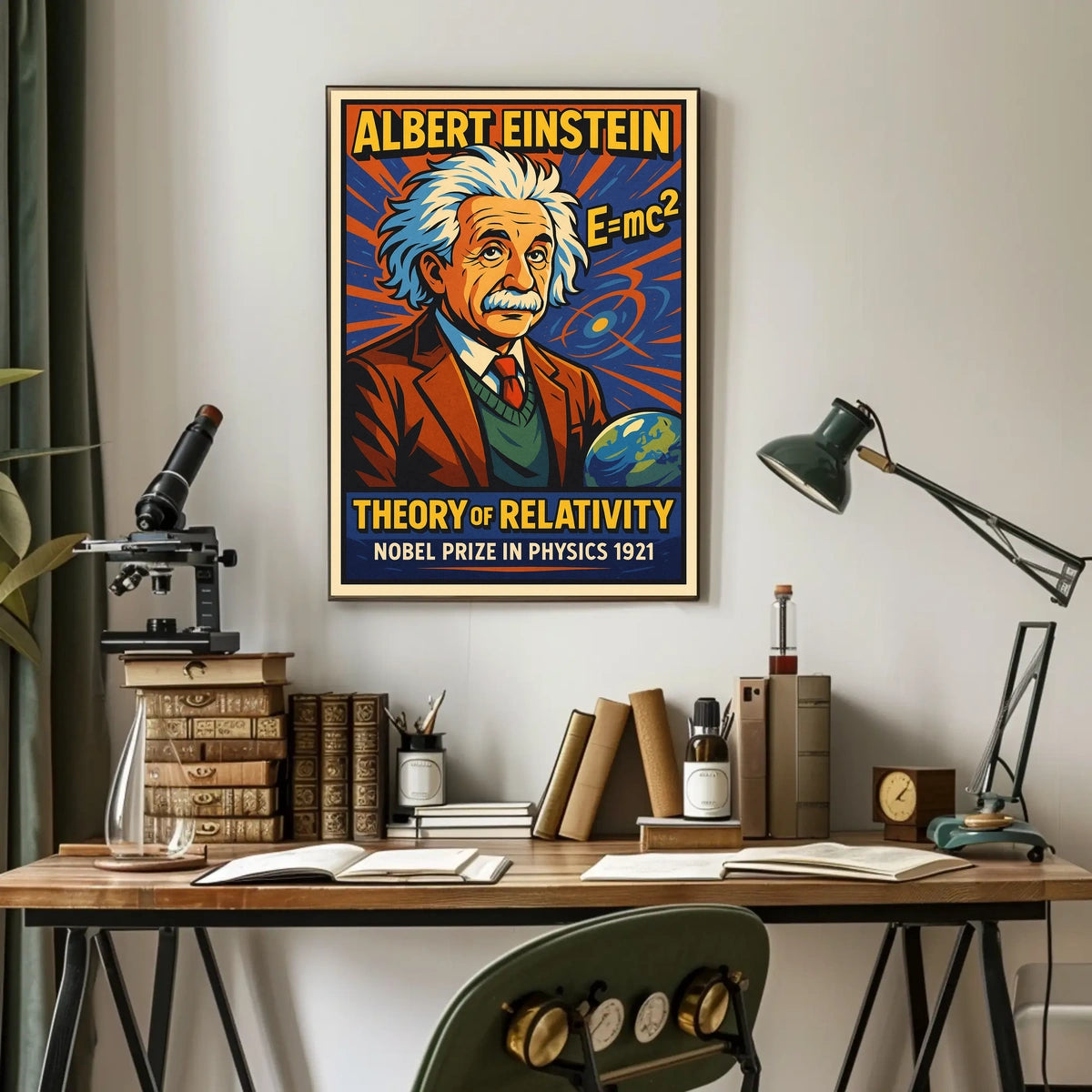 Albert Einstein Relativity Theory Timeless Cosmology Educational Vintage Science Decor Poster