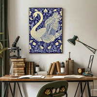 Elegant Swan and Floral Patterns Animal Poster