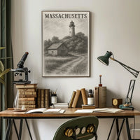 Massachusetts Lighthouse Scene Poster