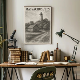 Massachusetts Lighthouse Scene Poster