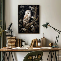Owl Among Blossoms Poster PosterGoat