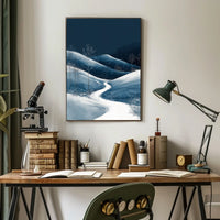 Winter Night Serenity: Minimalist Landscape Art Poster