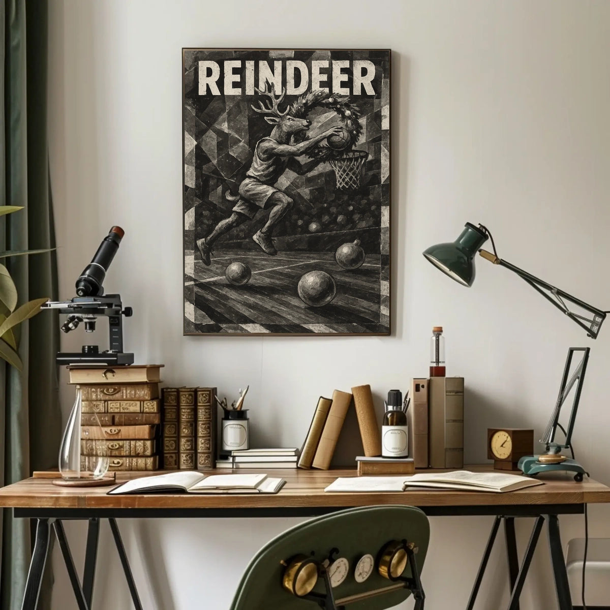 Reindeer Basketball Poster