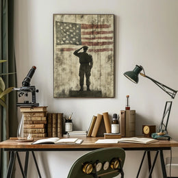 Veteran Saluting Portrait of Americana Home Decor Poster