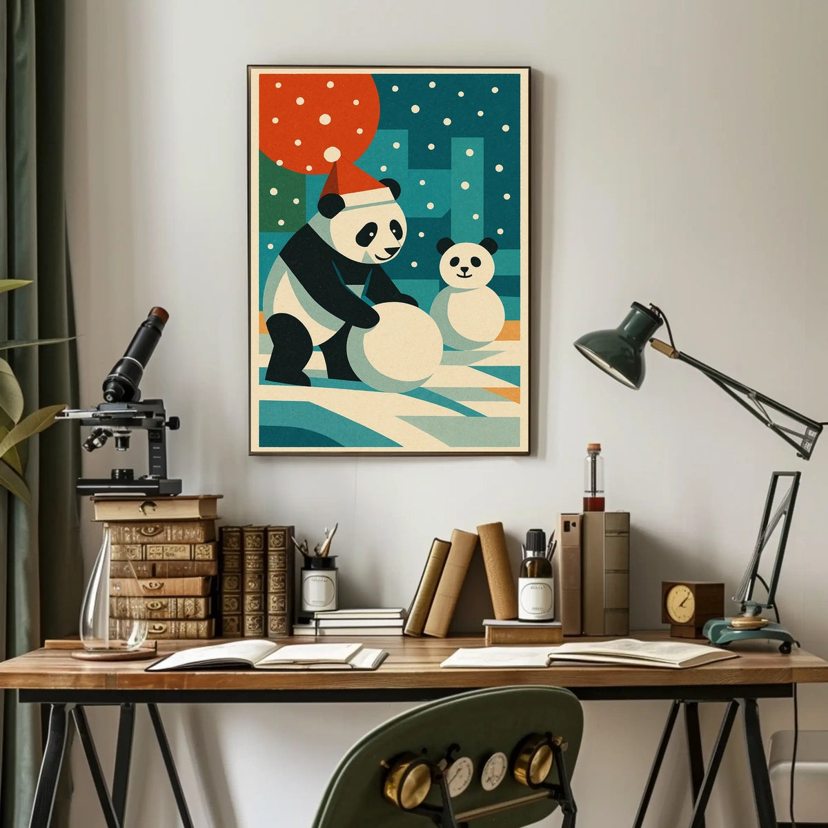Festive Pandas in Winter Wonderland Poster