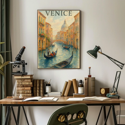 Venice Italy Gondolas Romantic Canal Scene Travel Poster