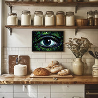 Human Eye Travel Poster With Vibrant Nature Background