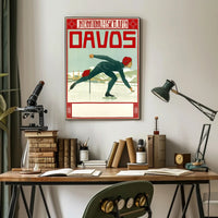 Vintage Davos Ice Skating Event Sports Poster PosterGoat