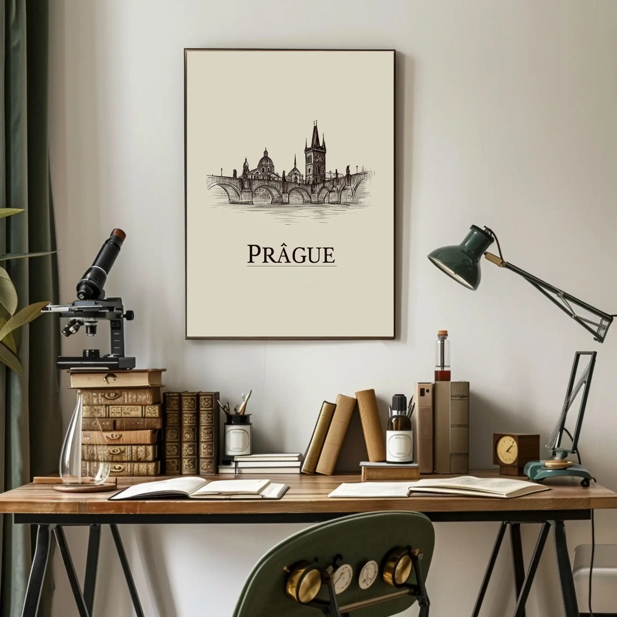 Prague Skyline Illustration Poster