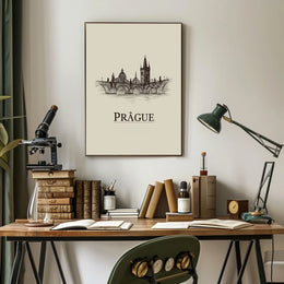 Prague Skyline Illustration Poster