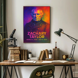 Zachary Taylor 12th President of the United States Neon Gradient Overlay Poster