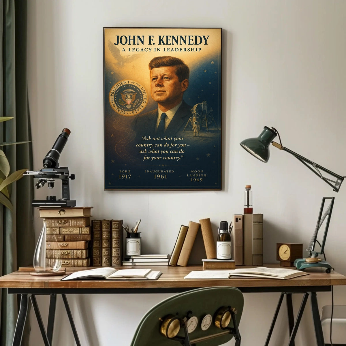 John F. Kennedy Leadership Legacy Vintage Poster