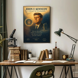 John F. Kennedy Leadership Legacy Vintage Poster