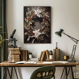 Festive Holiday Wreath Poster