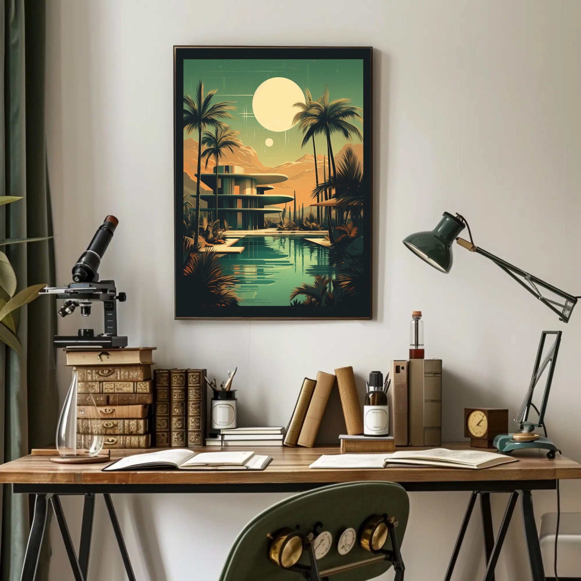 Retro-Futuristic Oasis Retro Poster PosterGoat