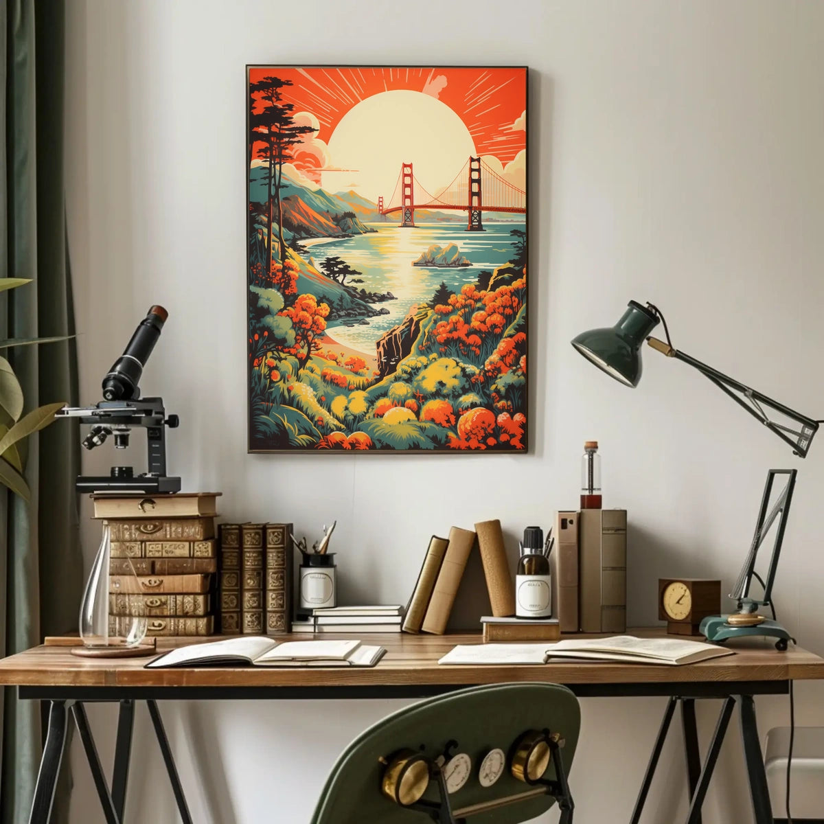 Golden Gate Bridge Vintage Travel Art Travel Poster