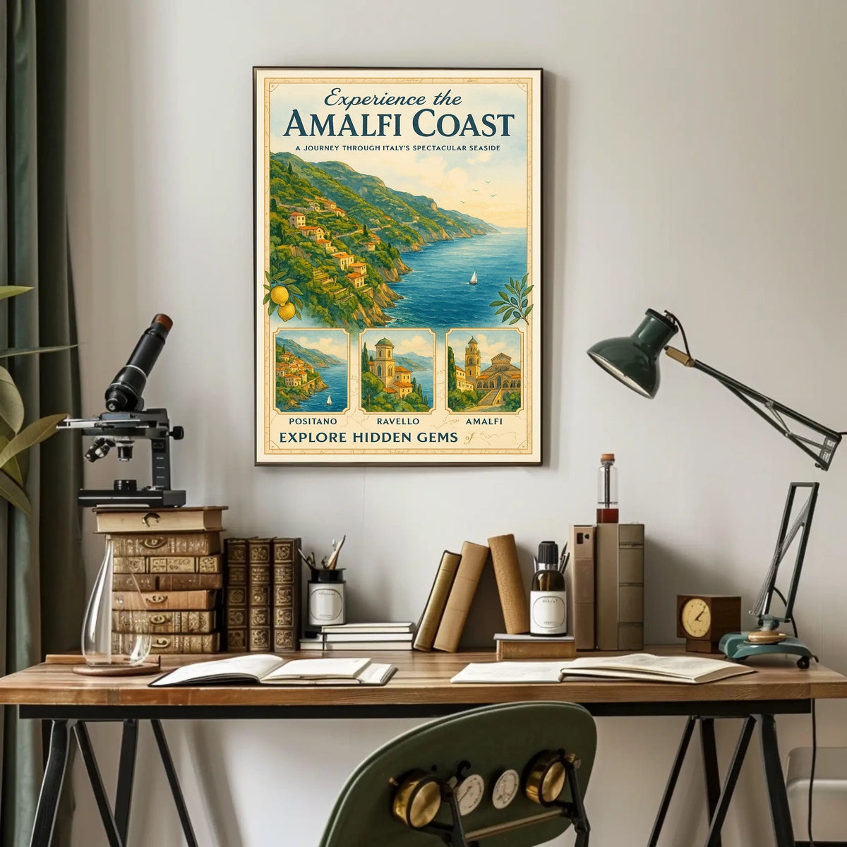 Amalfi Coast Vintage Travel Poster: Explore Hidden Gems