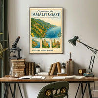 Amalfi Coast Vintage Travel Poster: Explore Hidden Gems