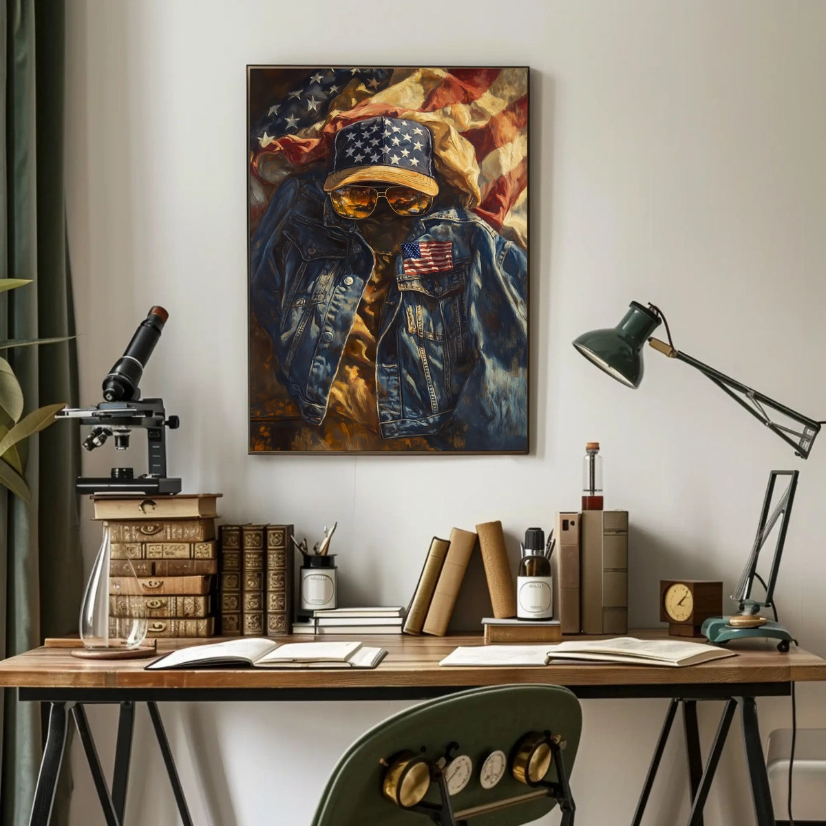 Patriotic Denim Jacket And Baseball Cap Artwork Poster