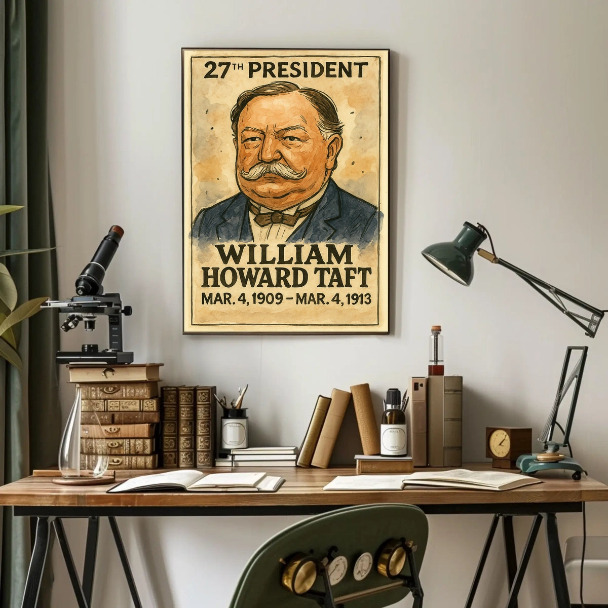 William Howard Taft 27th President of the United States Exaggerated Cartoon Sketch Poster