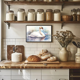 Tranquil Swan in Watercolor Poster PosterGoat
