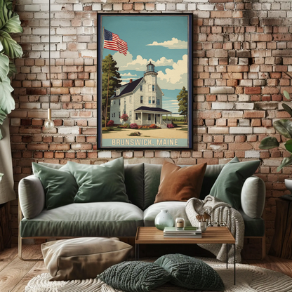 Brunswick Maine American Scene Art Vintage Travel Poster