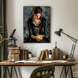 Mystical Gothic Woman with Fiery Object Poster PosterGoat
