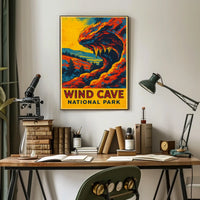 Wind Cave National Park Adventure Vintage Explorer Poster