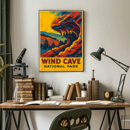 Wind Cave National Park Adventure Vintage Explorer Poster