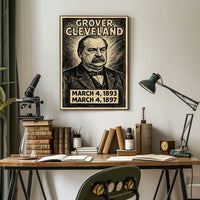 Grover Cleveland 24th President of the United States B & W Comic Sketch Poster