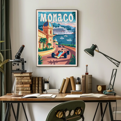 Monaco Grand Prix Coastline Drive Travel Poster