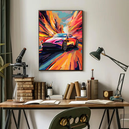 Luxury Speed: Vibrant Pop Art Sports Car Poster