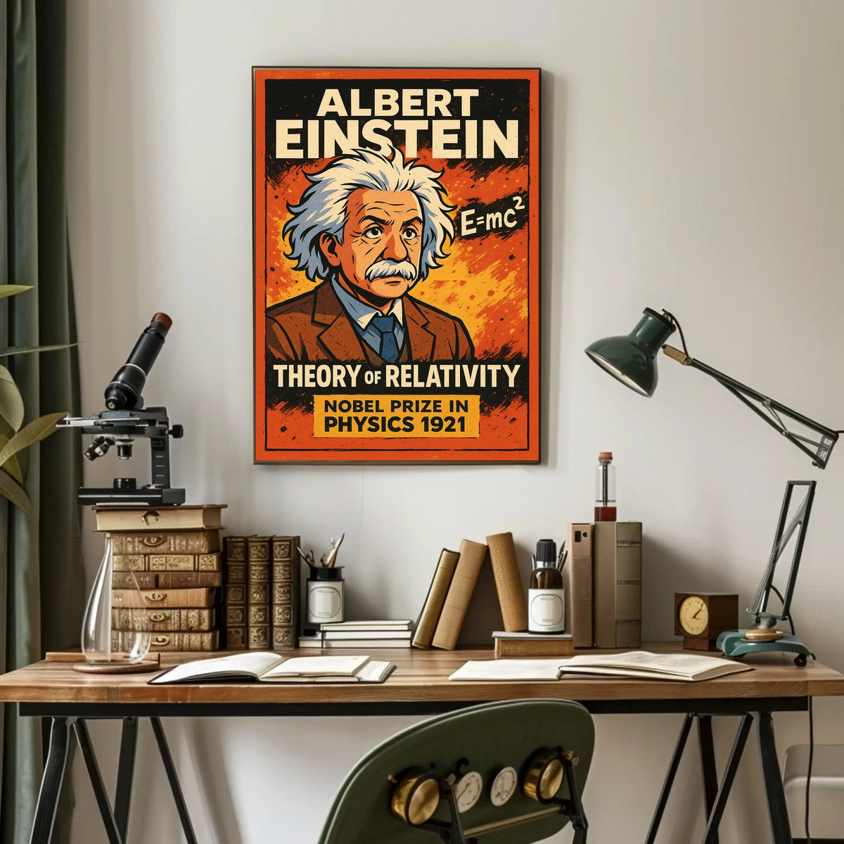 Einstein Relativity Vintage Science Curious Poster