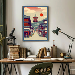 Tranquil Japanese Street Scene Poster