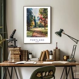 Portland Park in Watercolor: Urban or Cityscape Poster PosterGoat
