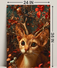Whimsical Cat Antler Enchantment Fantasy or Mythology Poster