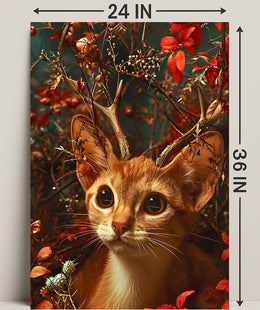 Whimsical Cat Antler Enchantment Fantasy or Mythology Poster