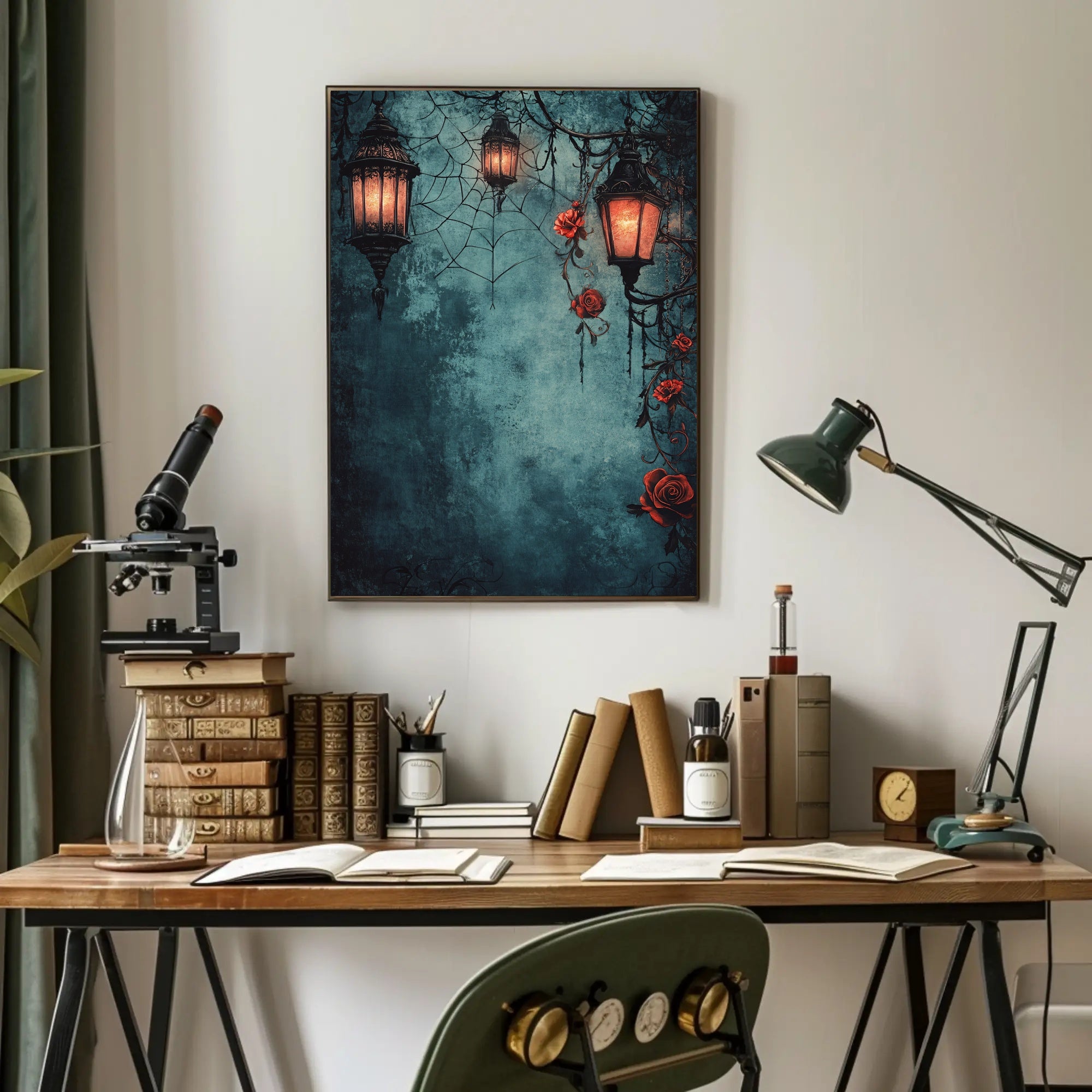 Enchanted Lanterns And Roses Poster