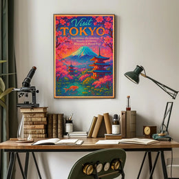 Visit Tokyo Cherry Blossoms Mount Fuji Poster