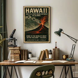 Hawaii Volcano Vintage Adventure Poster Art Print