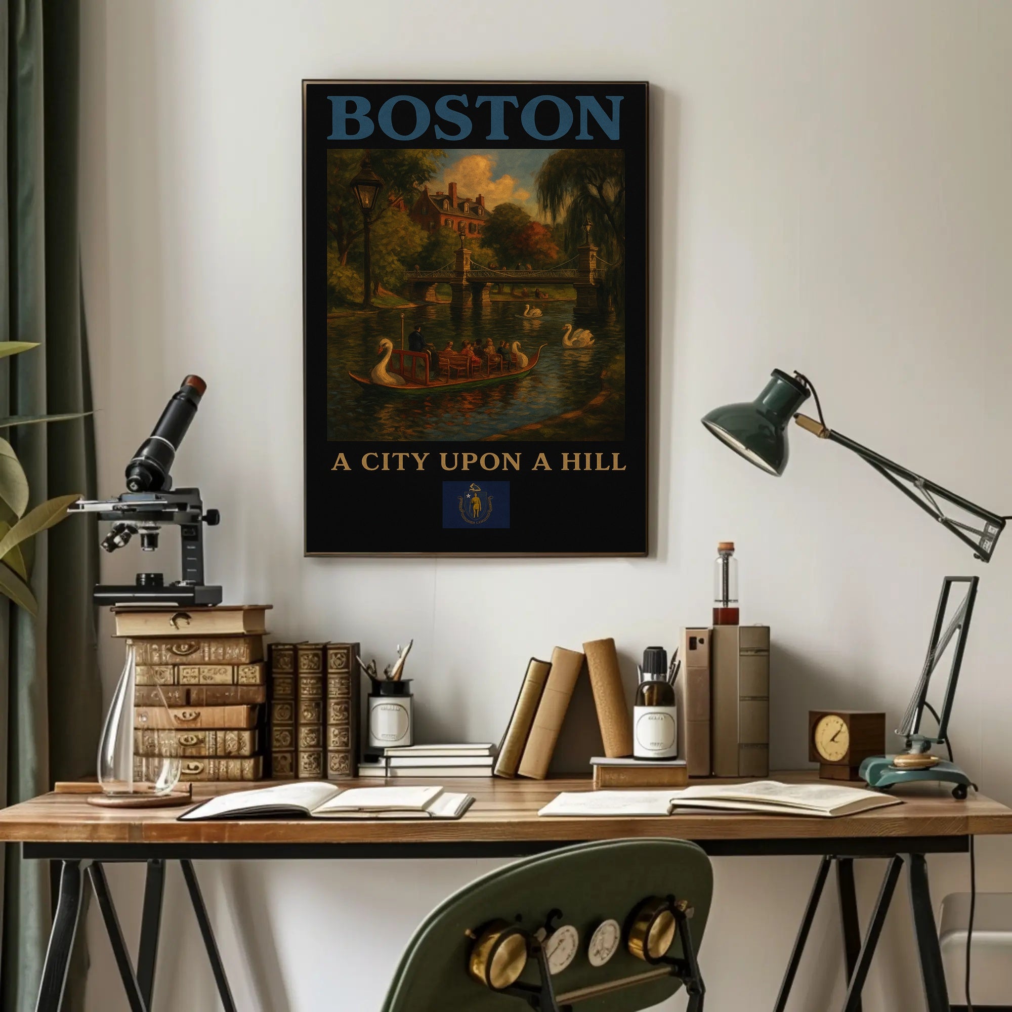 Boston Historical Charm Vintage Travel Poster
