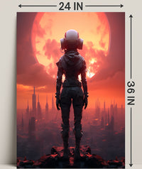 Futuristic Explorer At Sunset Poster PosterGoat