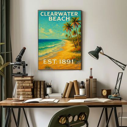 Clearwater Beach Florida Palm Coast Travel Poster